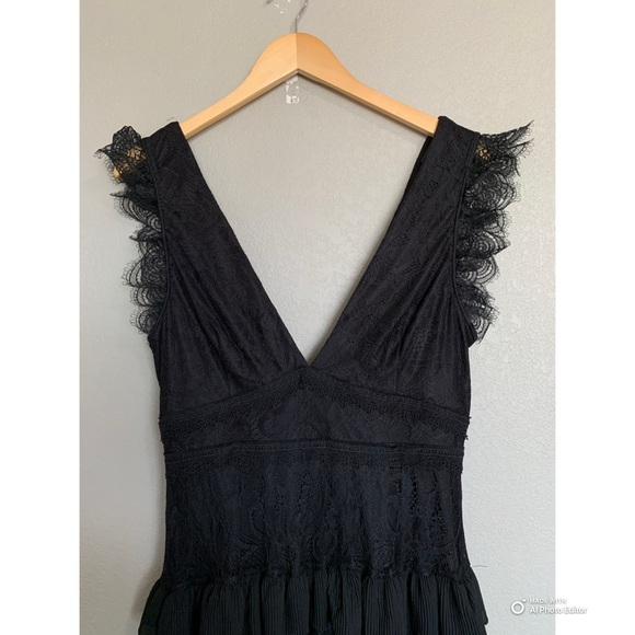 Lulus Large Marvelous Darling Black Lace Ruffled Tiered Maxi Dress NWT Formal - Picture 5 of 16